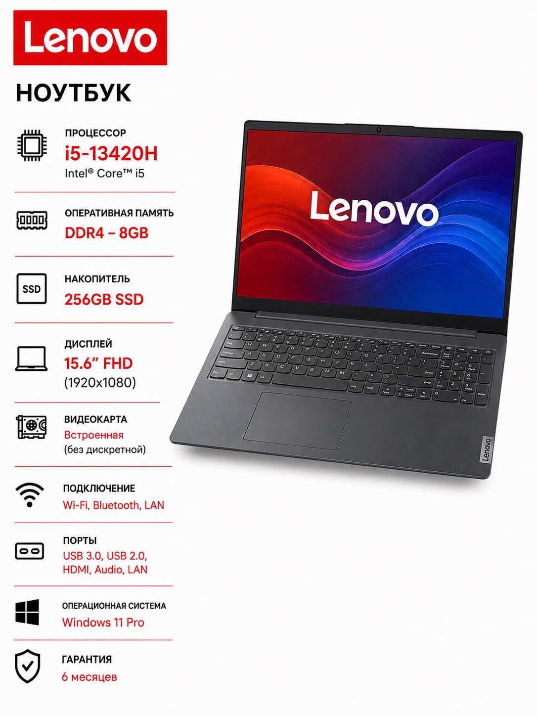 Lenovo i5-13420H 8/256 ноутбук