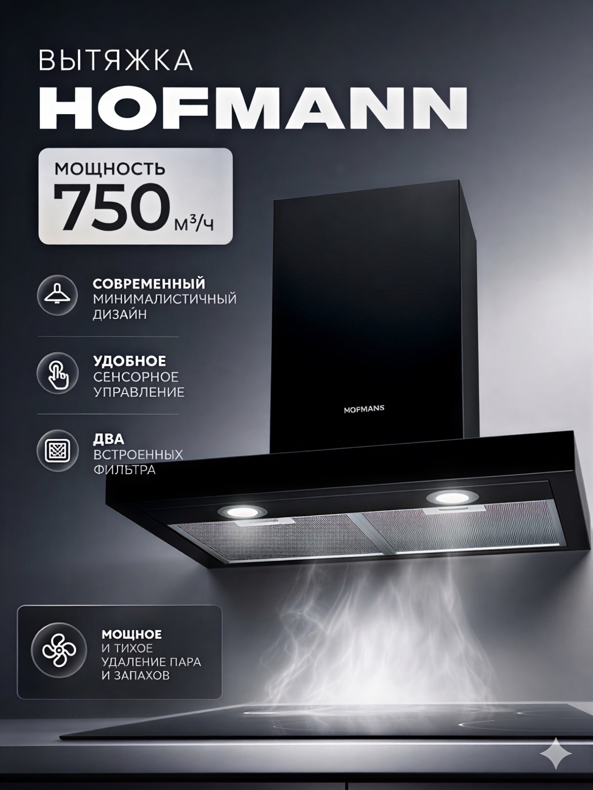 Витяжка Hofmann HUT67TIBM 760м3/ч